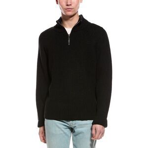 Slate & Stone Mens  Ribbed 1/4-Zip Mock Neck Sweater, Black